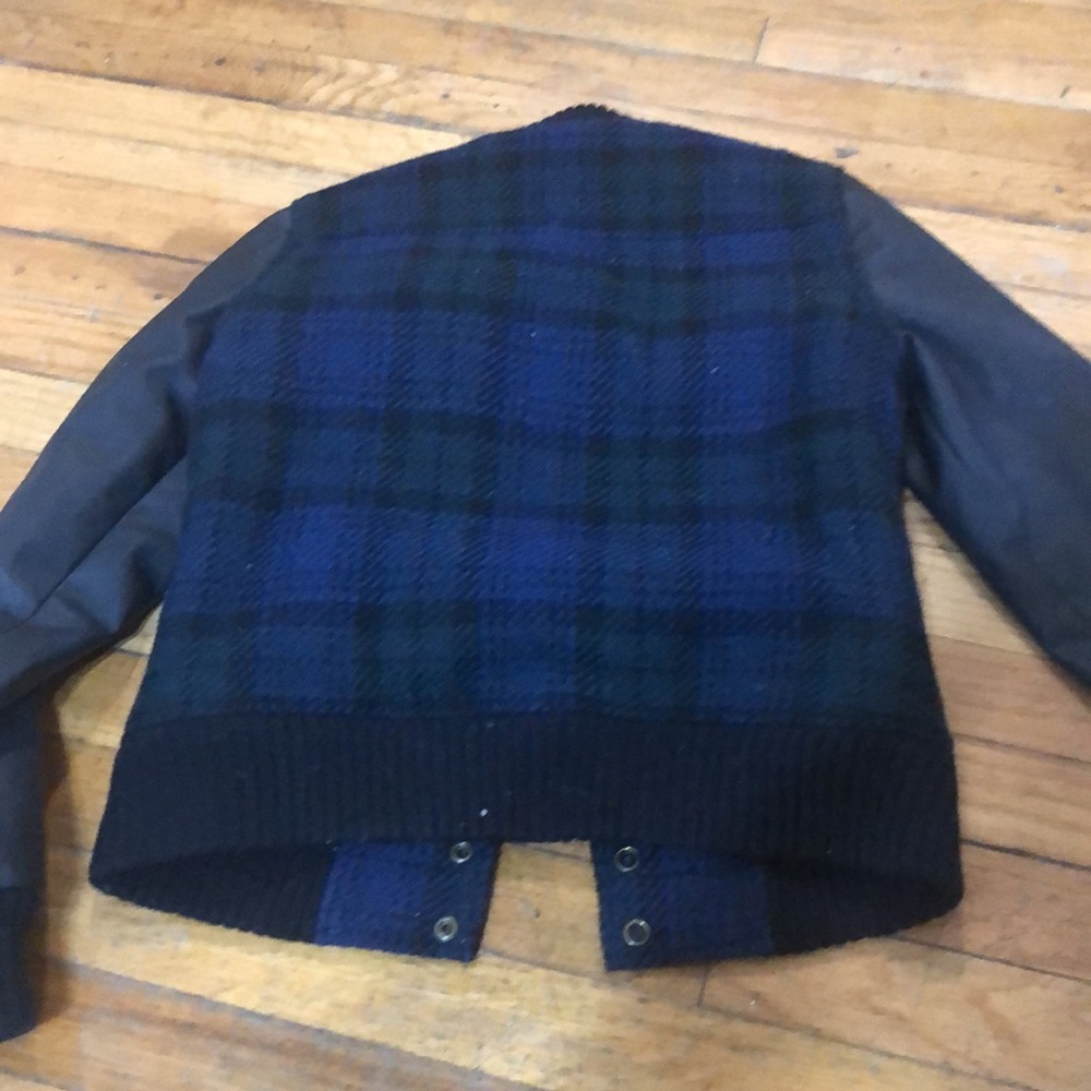 J. Crew wool plaid and faux leather bomber jacket - Picture 8 of 10